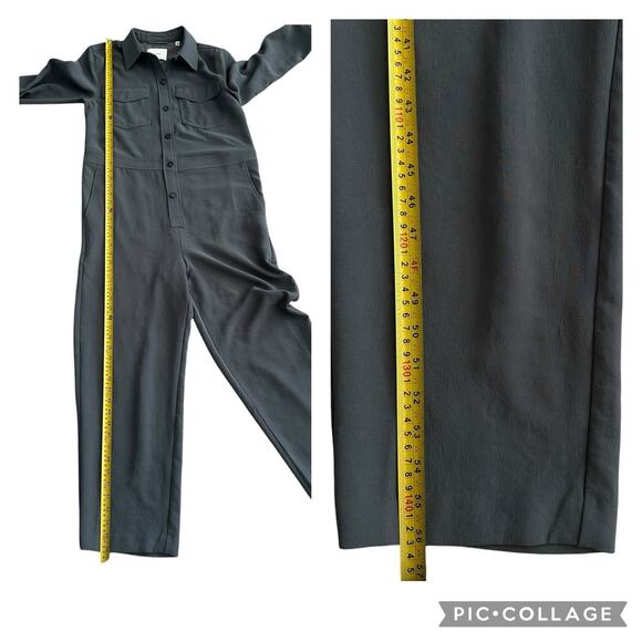 Aritzia Wilfred Utility Broiler Jumpsuit Gray Button Pockets Crepe Size Medium - Picture 13 of 13